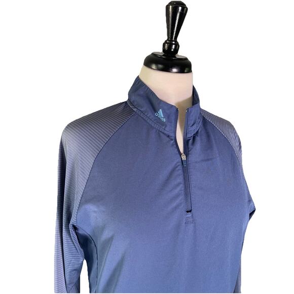 ADIDAS Warp Knit Quiet Blue Long Sleeve V Neck Golf Dress Women’s M EUC - Picture 2 of 6